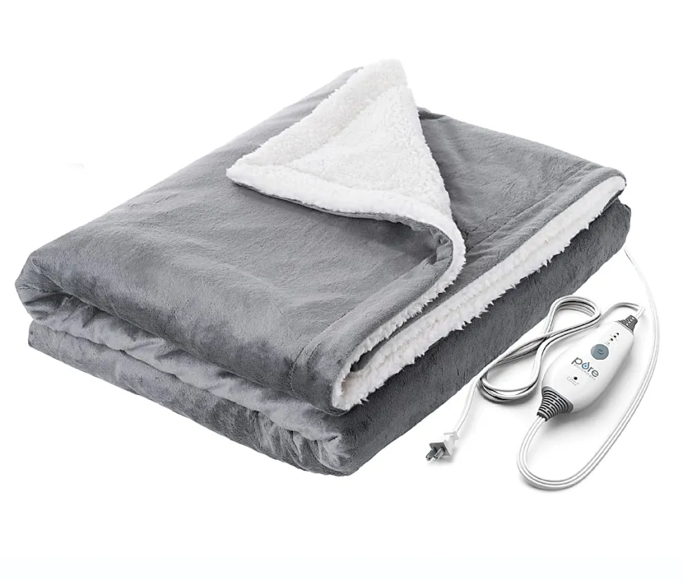 Pure Enrichment Weighted Warmth 2-in-1 Heated Weighted Blanket, 50” x 60”, Gray