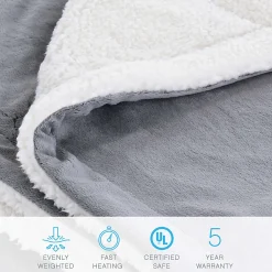 Pure Enrichment Weighted Warmth 2-in-1 Heated Weighted Blanket, 50” x 60”, Gray