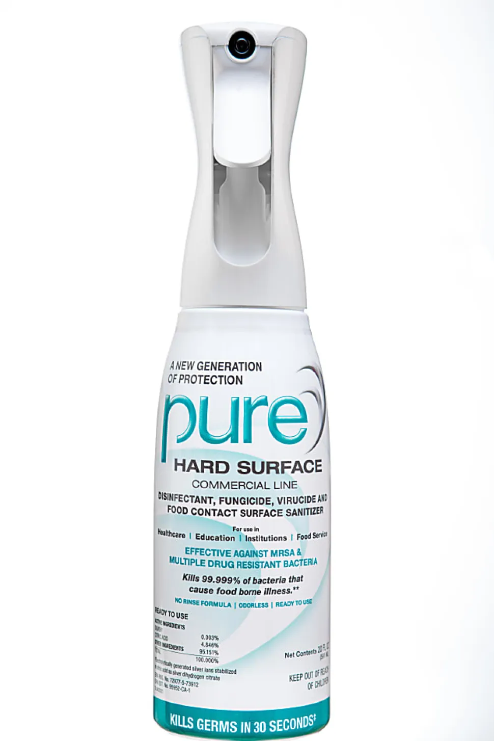 Pure Hard Surface Disinfectant, 20 Oz, White