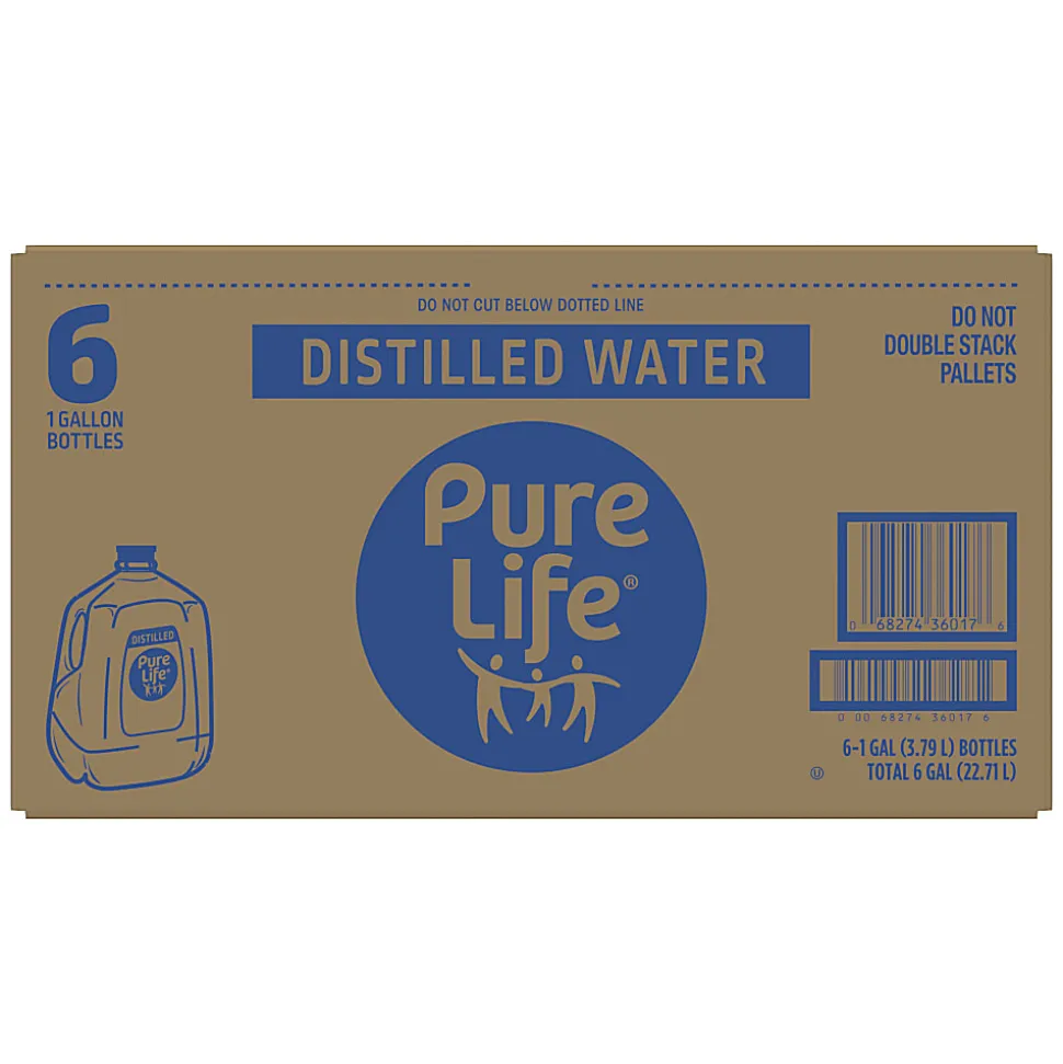 Pure Life Distilled Water, 1 Gallon, Case Of 6 Bottles