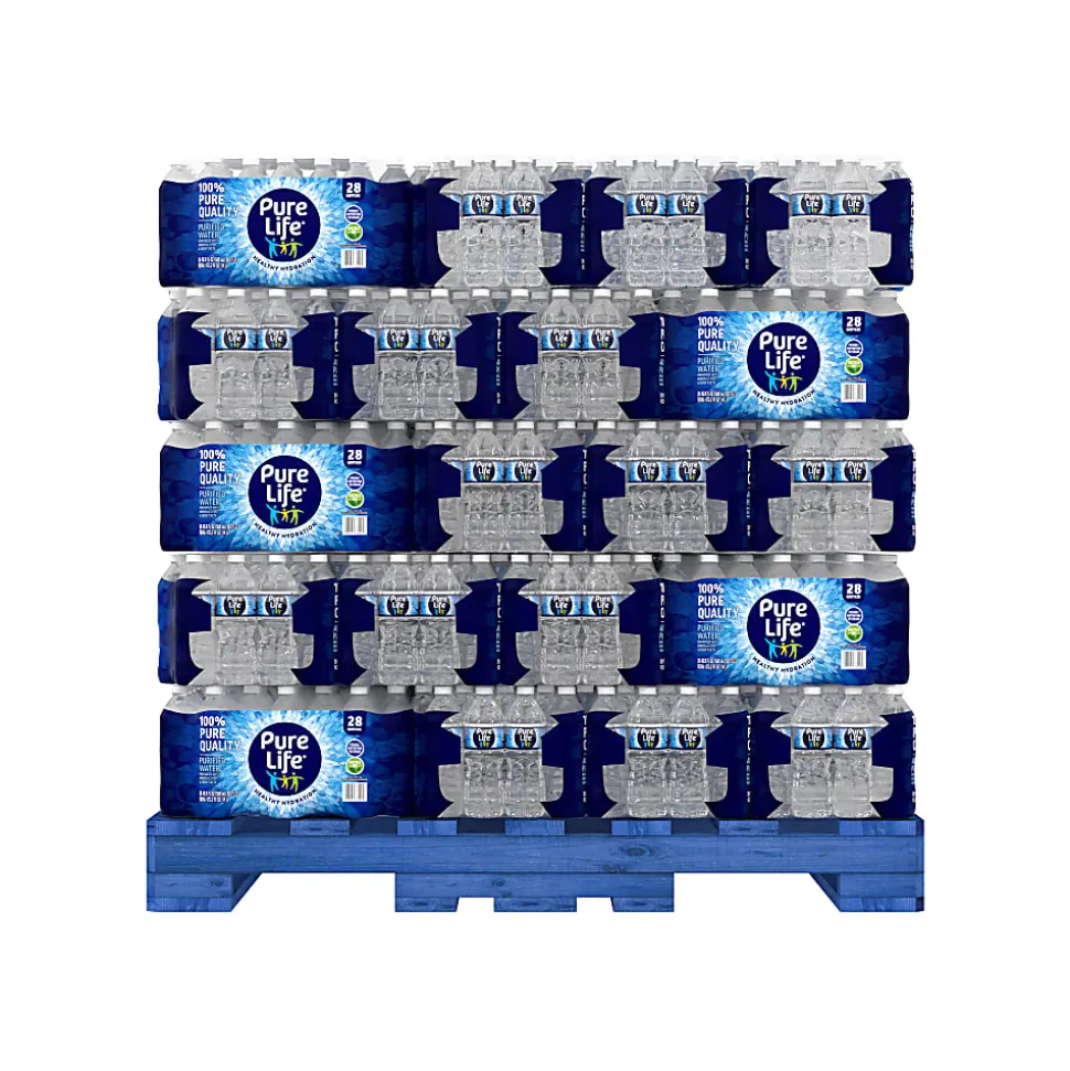 Pure Life Purified Bottled Water, 16.9 Oz, 28 Bottles Per Case, Pallet Of 60 Cases