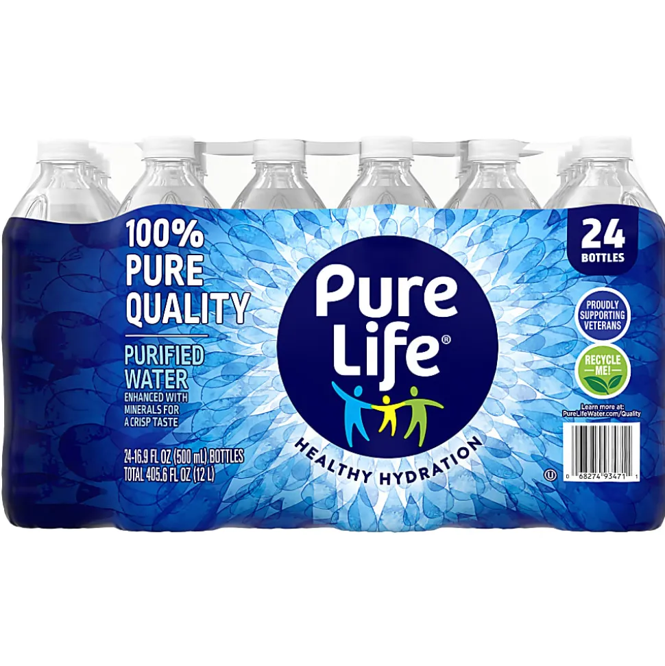 Pure Life Purified Water, 16.9 Oz, Case of 24 Bottles