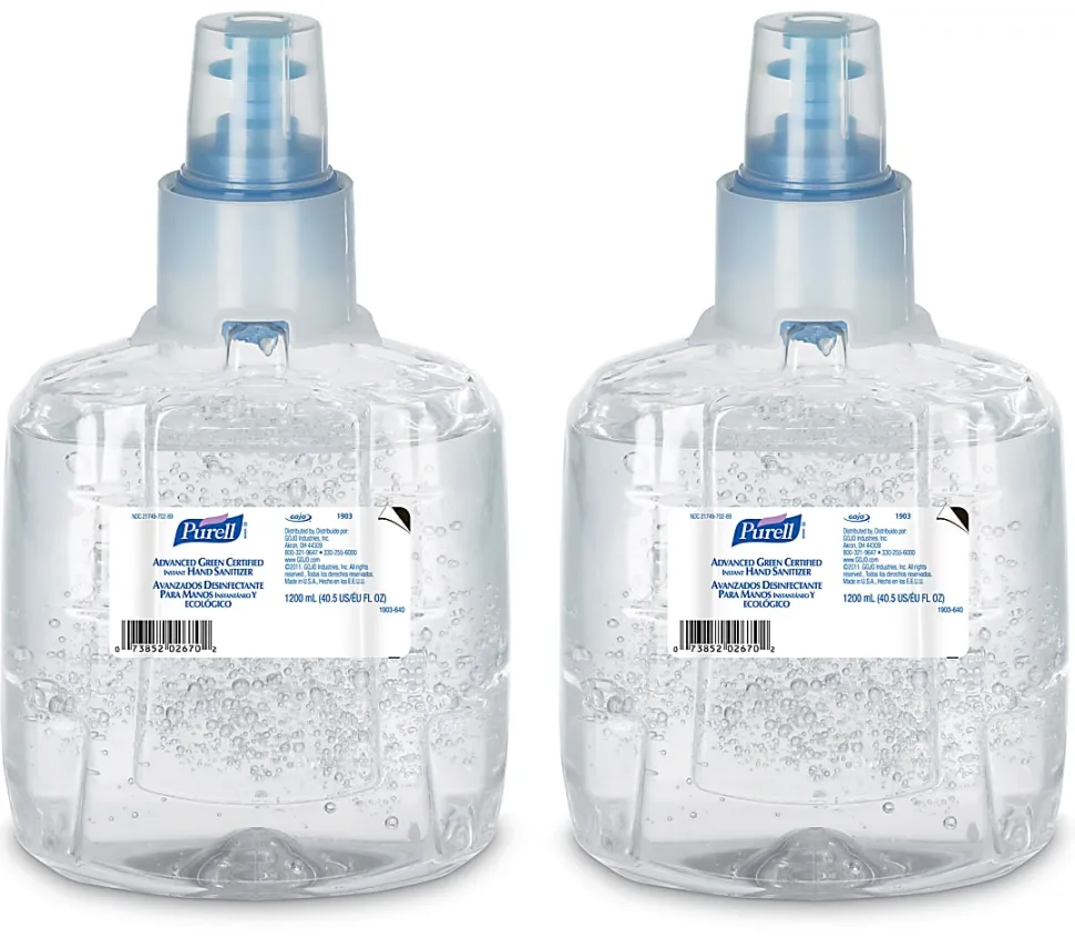 PURELL® Advanced Hand Sanitizer Green Certified Gel Refill, 1200 mL, Pack of 2