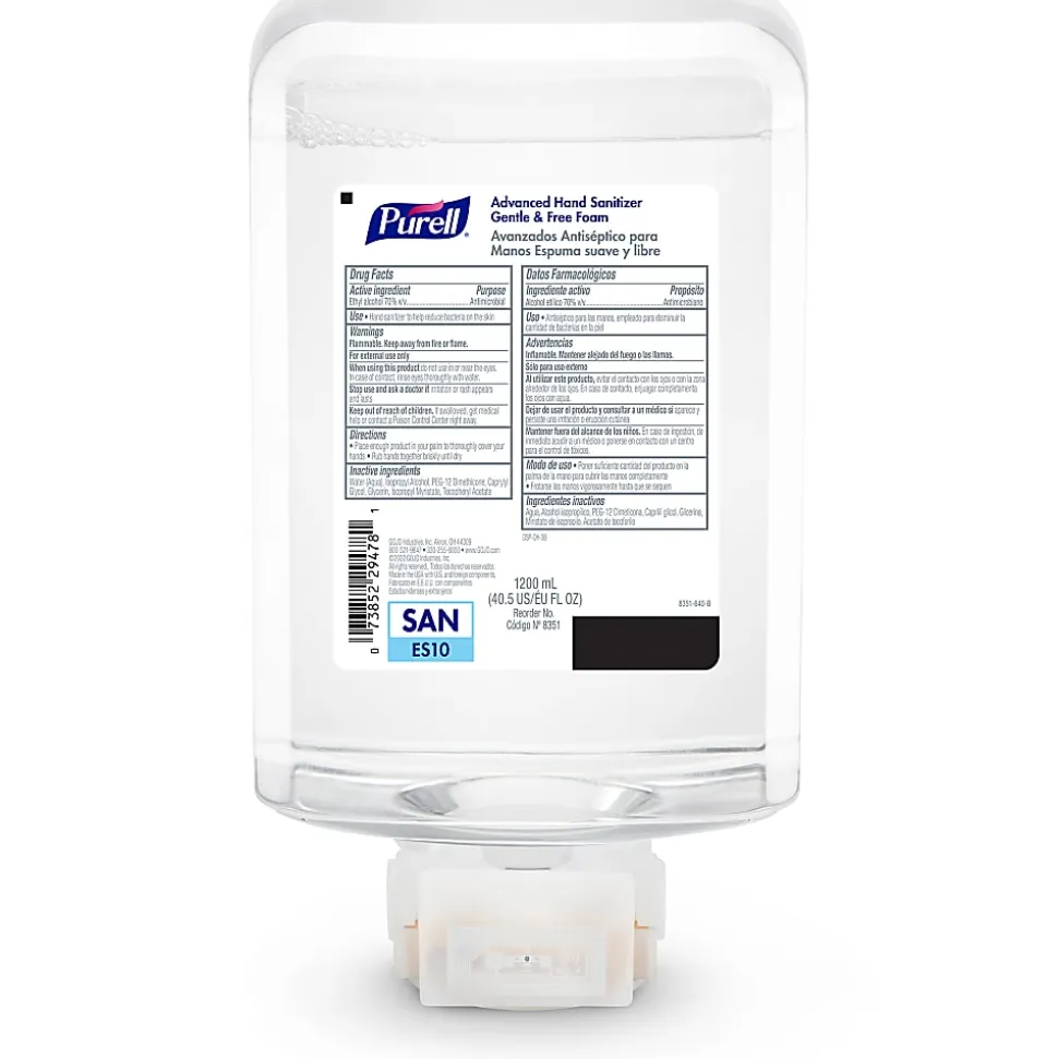 PURELL® Advanced Hand Sanitizer Foam, ES10 Refill, Fragrance-Free, 1200 mL, Case of 2 Refills