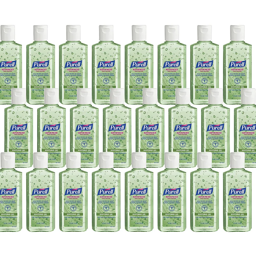 PURELL® Advanced Hand Sanitizer Soothing Gel, Fresh Scent, 4-oz. Flip-Cap Bottle, 24/Carton