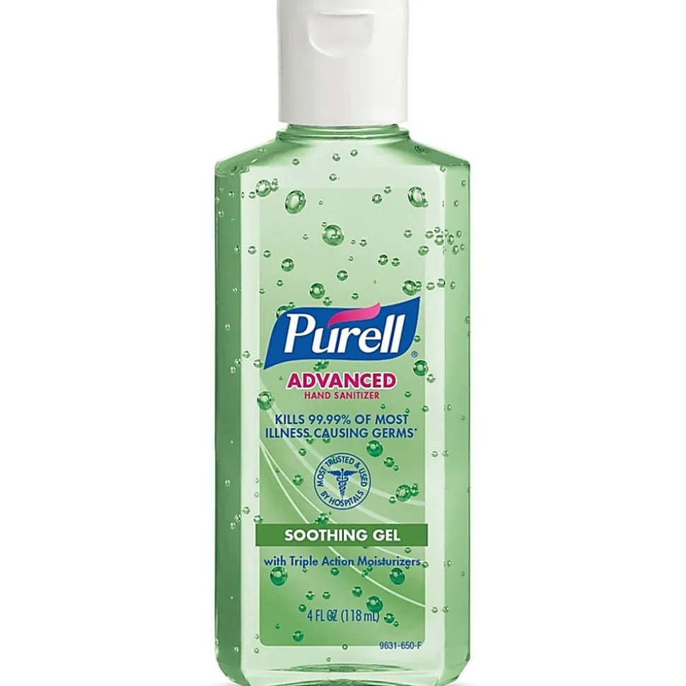 PURELL® Advanced Hand Sanitizer Soothing Gel, Fresh Scent, 4-oz. Flip-Cap Bottle, 24/Carton