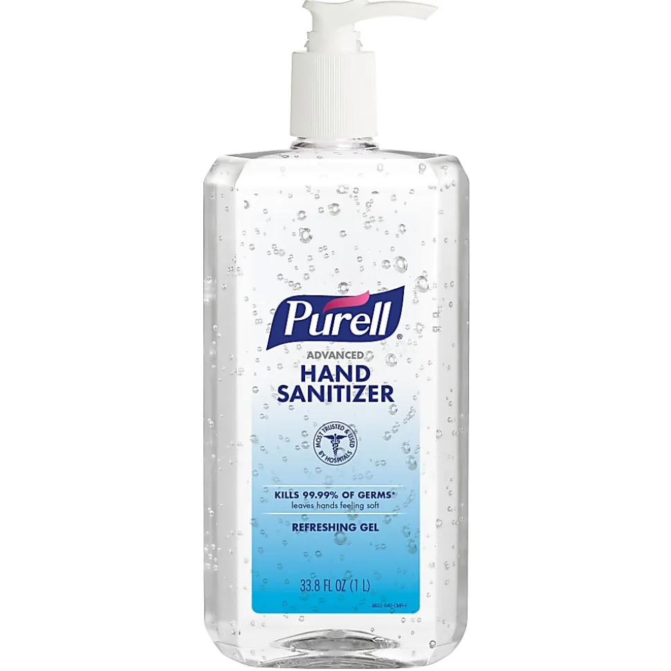 Purell® Advanced Refreshing Gel Hand Sanitizer, 33.8 Oz, Clean Scent, Case Of 4 Bottles