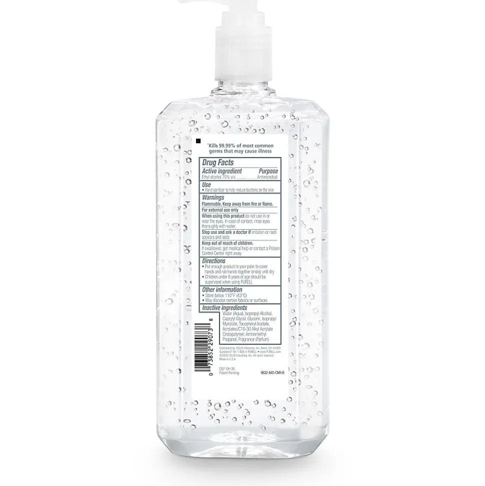 Purell® Advanced Refreshing Gel Hand Sanitizer, 33.8 Oz, Clean Scent, Case Of 4 Bottles
