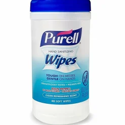 PURELL® Clean Scent Hand Sanitizing Wipes - Clean - White - Durable, Alcohol-free - For Hand - 40 Quantity Per Canister - 6 / Carton