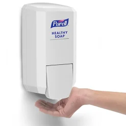 Purell® CS2 Push-Style Hand Sanitizer Dispenser, 10-1/16”H x 5-3/16”W x 3-7/8”D, White