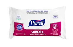 Purell® Foodservice Surface Sanitizing Wipes, Fragrance Free, 7-7/16” x 9”, White, Flowpack Of 72 Wipes