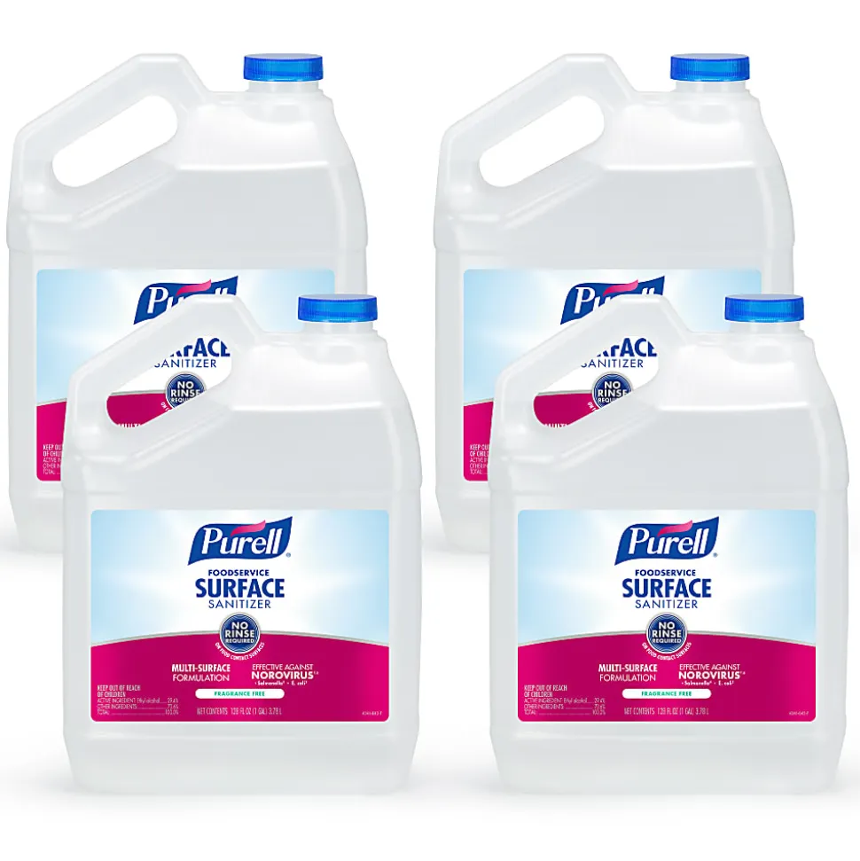 Purell Food Service Surface Sanitizer, Unscented, 128 oz Gallon Size, Case of 4
