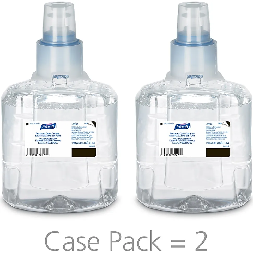 Purell® LTX Advanced Foaming Instant Hand Sanitizer Refills, 40.58 oz (1,200 mL), Case Of 2 Refills