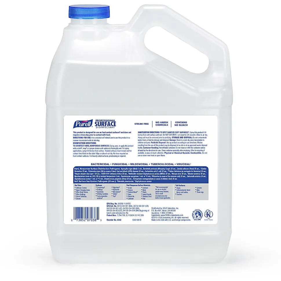 PURELL Professional Surface Disinfectant, Fresh Citrus Scent, 1 Pour Gallon