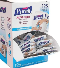PURELL SINGLES™ Advanced Gel Hand Sanitizer Packets, 1.2 mL, Unscented, Pack Of 125 Packets