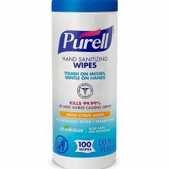 Purell® Textured Sanitizing Wipes, Fresh Citrus, 100 Wipes Per Tub, Carton Of 12 Tubs