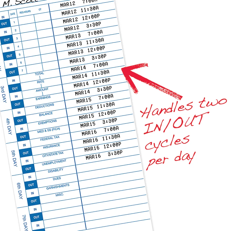 Pyramid Time Systems, 35100-10, Genuine and Authentic pack of 100 Time Cards, Use with Pyramid Side Loading Time Clocks, Models 3500, 3600SS and 3700
