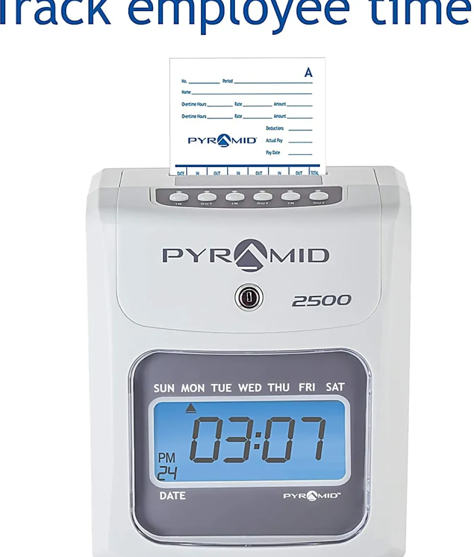 Pyramid Time Systems Small Business 2500 Time Clock Bundle, Unlimited Employees, Ivory