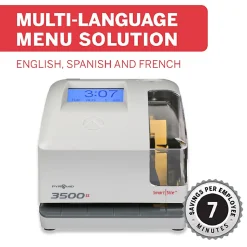 Pyramid Time Systems 3500ss Employment Time Clock & Document Stamp, Unlimited Employees, 5-1/2”H x 6-1/2”W x 6-1/2”D, Gray