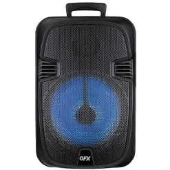 QFX 12-In. 21-Watt True Wireless Stereo Bluetooth Rechargeable Speaker with Wired Microphone & Stand, Black, PBX-1206SM