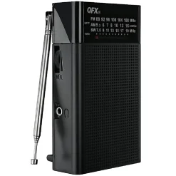 QFX Pocket R-35 Mono 3-Band Radio, 4-3/4"H x 2-3/4"W x 1-1/2"D, Black