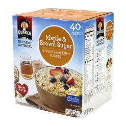 Quaker Instant Oatmeal Packets, Maple And Brown Sugar, Box Of 40 Packets