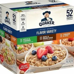 Quaker Oatmeal Flavor Variety Pack, Box of 52