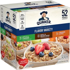 Quaker Oatmeal Flavor Variety Pack, Box of 52