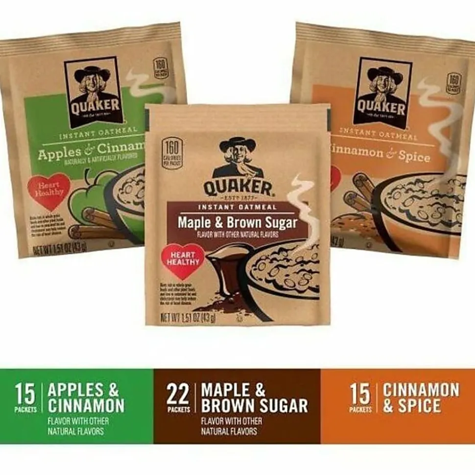 Quaker Oatmeal Flavor Variety Pack, Box of 52