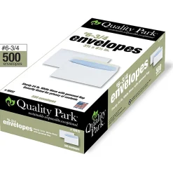 Quality Park® #6 Business Envelopes, Security, Gummed Seal, White, Box Of 500