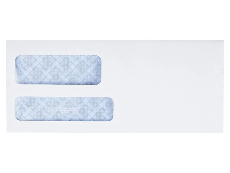 Quality Park® #9 Double-Window Envelopes, Left Windows (Top/Bottom), Gummed Seal, White, Box Of 500