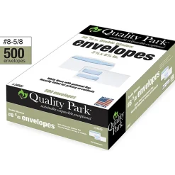 Quality ParkĀ® #8 5/8 Double-Window Envelopes, Left Windows (Top/Bottom), Gummed Seal, White, Box Of 500