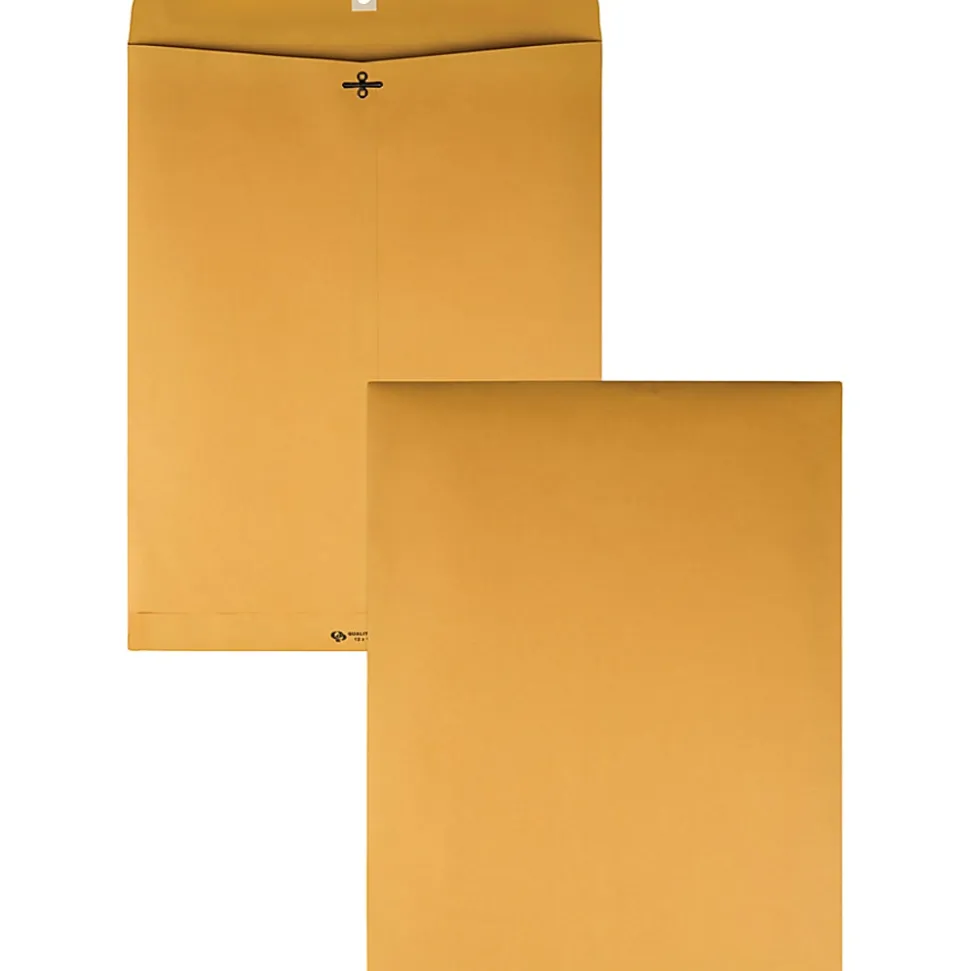 Quality Park Envelope, 28 Lb, Gummed Seal, Kraft Brown, Box Of 100