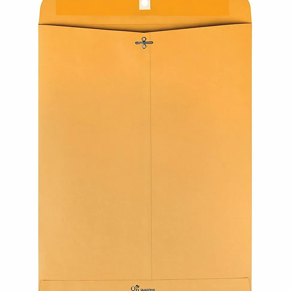 Quality Park Envelope, 28 Lb, Gummed Seal, Kraft Brown, Box Of 100
