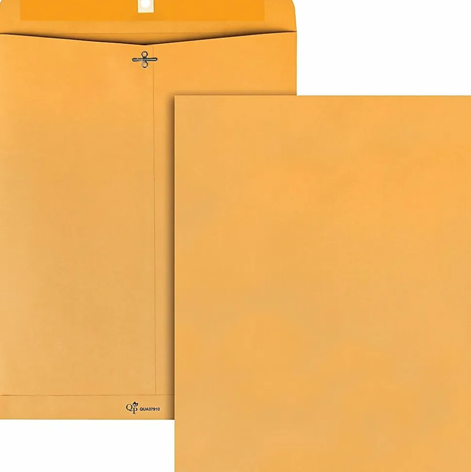 Quality Park Envelope, 28 Lb, Gummed Seal, Kraft Brown, Box Of 100