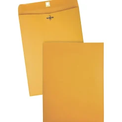 Quality Park Gummed Kraft Clasp Envelopes - Clasp - #90 - 9" Width x 12" Length - 28 lb - Gummed - Kraft - 100 / Box - Kraft