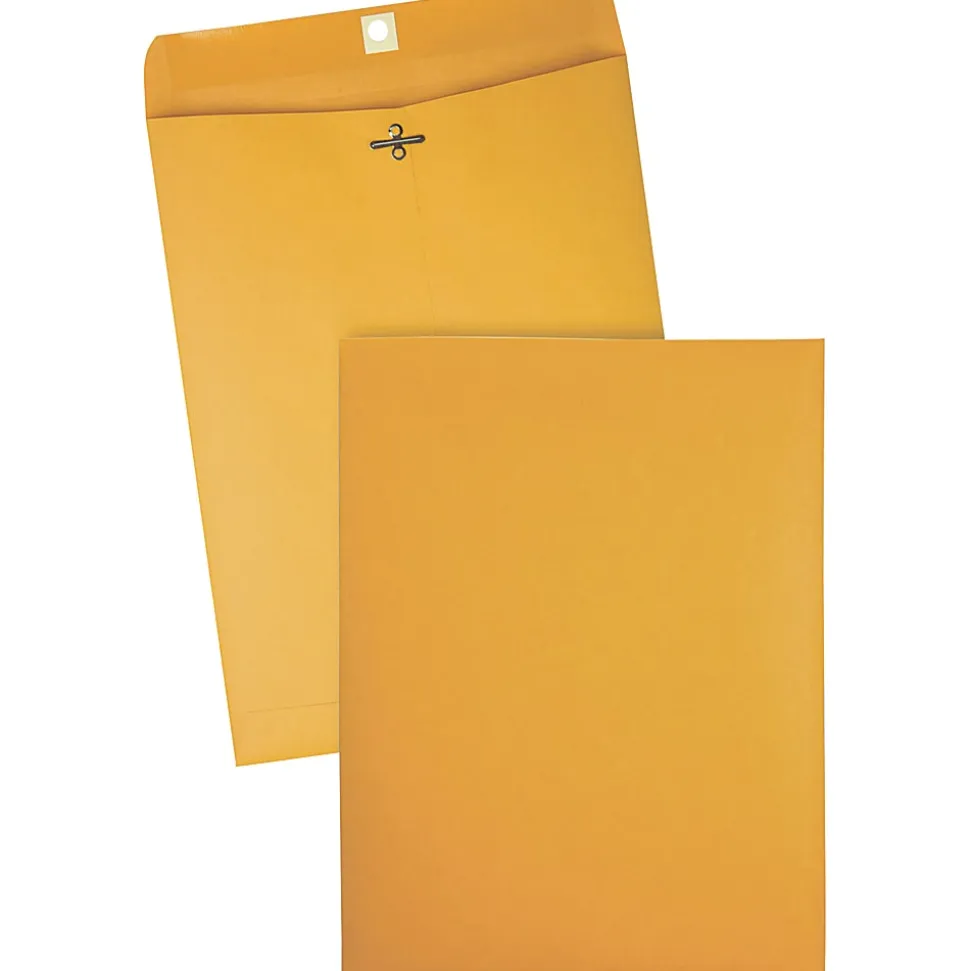 Quality Park Gummed Kraft Clasp Envelopes - Clasp - #97 - 10" Width x 13" Length - 28 lb - Gummed - Kraft - 100 / Box - Kraft