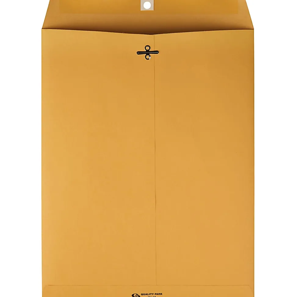 Quality Park Gummed Kraft Clasp Envelopes - Clasp - #97 - 10" Width x 13" Length - 28 lb - Gummed - Kraft - 100 / Box - Kraft