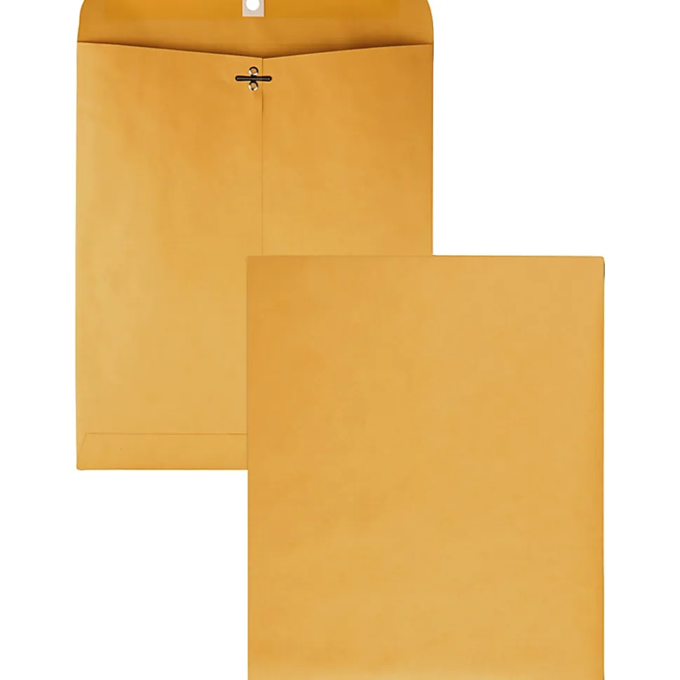 Quality Park Gummed Kraft Clasp Envelopes - Clasp - #95 - 10" Width x 12" Length - 28 lb - Gummed - Kraft - 100 / Box - Kraft