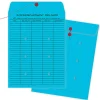Quality Park® Interdepartment Envelopes, 10" x 13", 1-Sided Narrow Rule, Button & String Closure, Blue, Box Of 100
