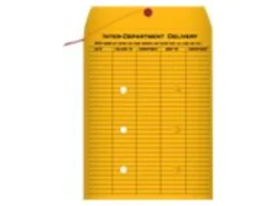 Quality Park® Interdepartment Envelopes, 10" x 13", 2-Sided Narrow Rule, Button & String Closure, Brown, Box Of 100