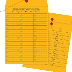 Quality Park® Interdepartment Envelopes, 10" x 13", 2-Sided, Wide Rule, Button & String, Brown Kraft, Box Of 100