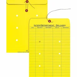 Quality Park® Interdepartment Envelopes, 10" x 13", Button & String Closure, Yellow, Box Of 100