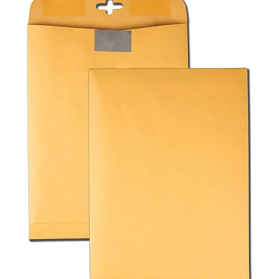 Quality Park™ Postage Savings ClearClasp® Envelopes, 9" x 12", Brown Kraft, Pack Of 100