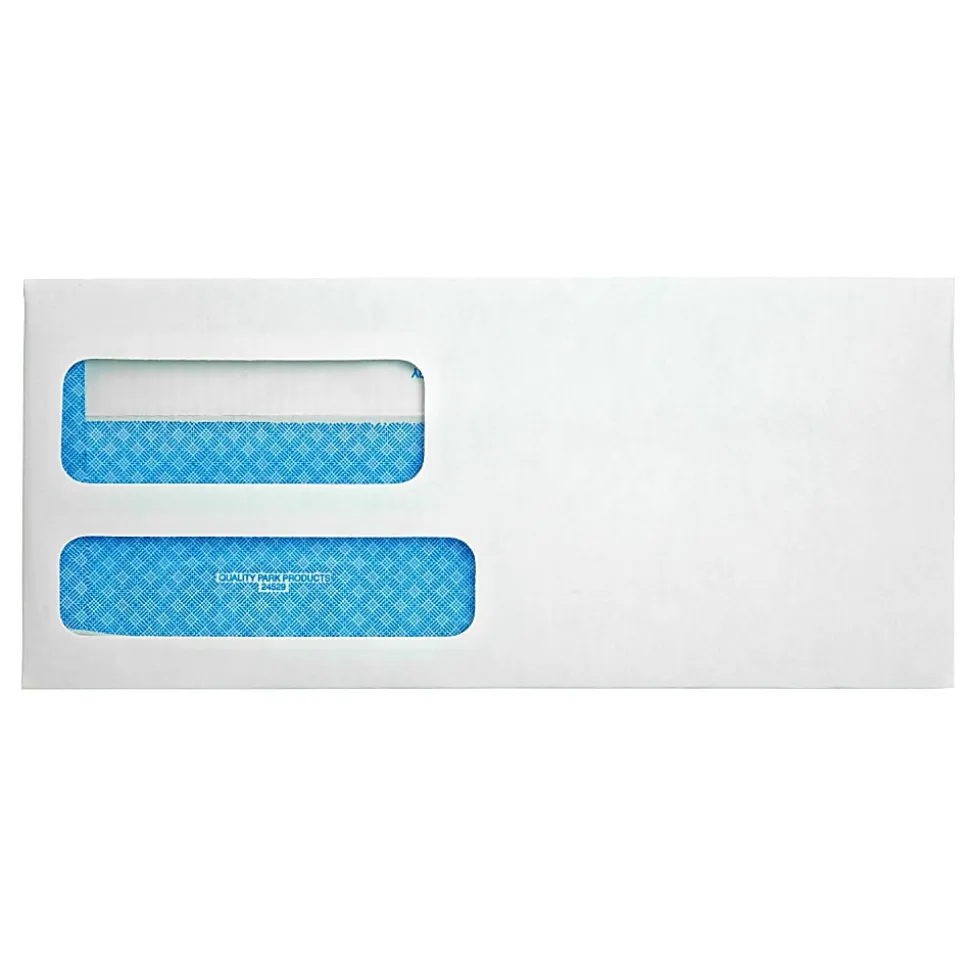 Quality Park® #9 Redi-Seal™ Double-Window Security Envelopes, Left Windows (Top/Bottom), Self-Seal, White, Box Of 500