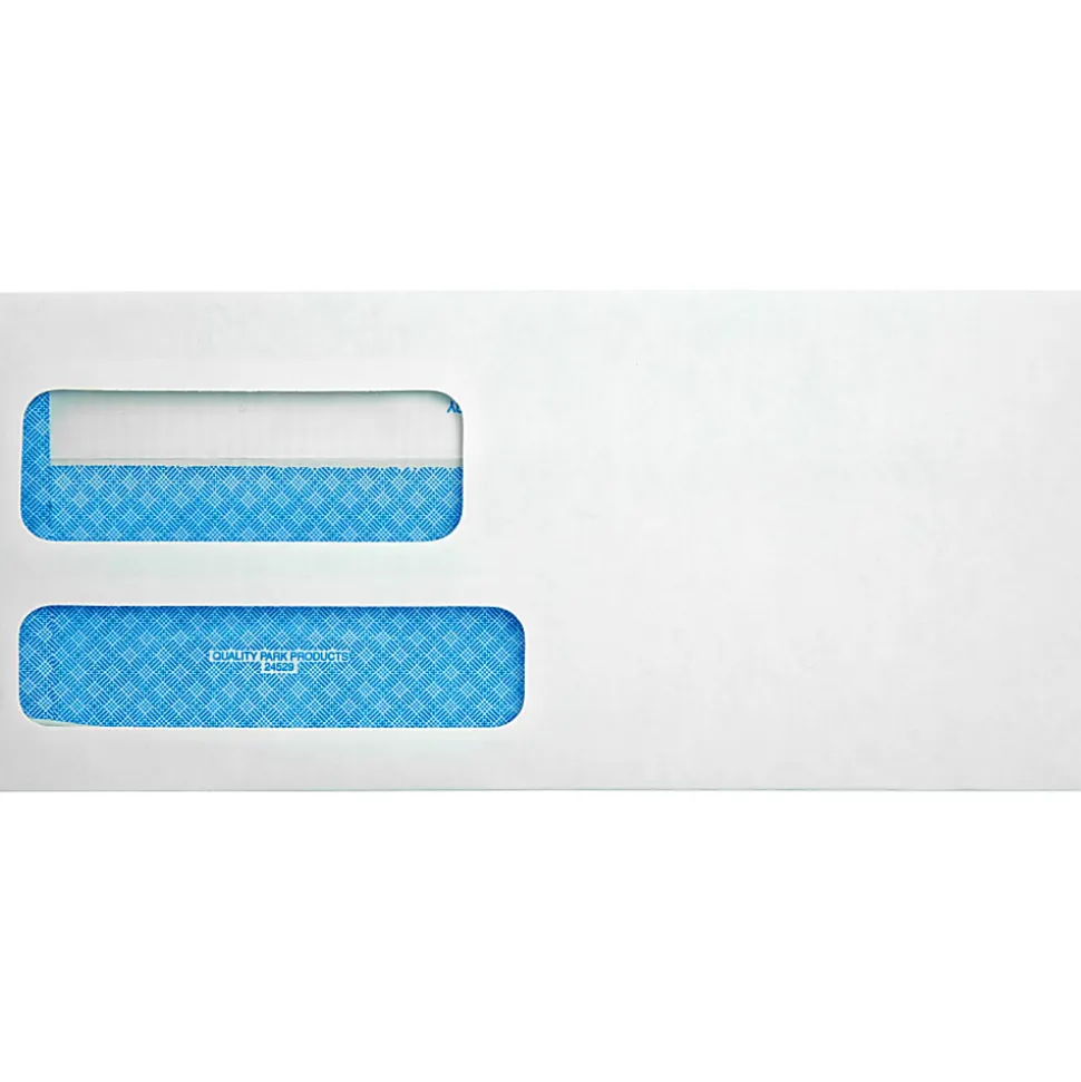 Quality Park® #9 Redi-Seal™ Double-Window Security Envelopes, Left Windows (Top/Bottom), Self-Seal, White, Box Of 500