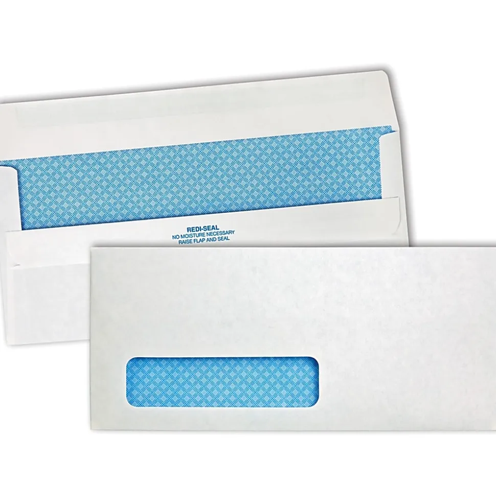Quality Park® #10 Redi-Seal™ Security Window Envelopes, Bottom Left Window, Self Adhesive, White, Box Of 500
