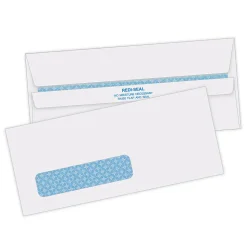 Quality Park® #10 Redi-Seal™ Security Window Envelopes, Bottom Left Window, Self Adhesive, White, Box Of 500