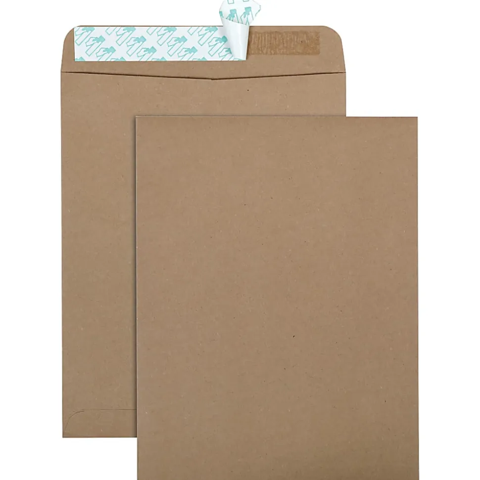 Quality Park Redi-Strip Catalog Envelopes With Peel & Seal Closure, 9" x 12", 100% Recycled, Kraft, Box Of 100