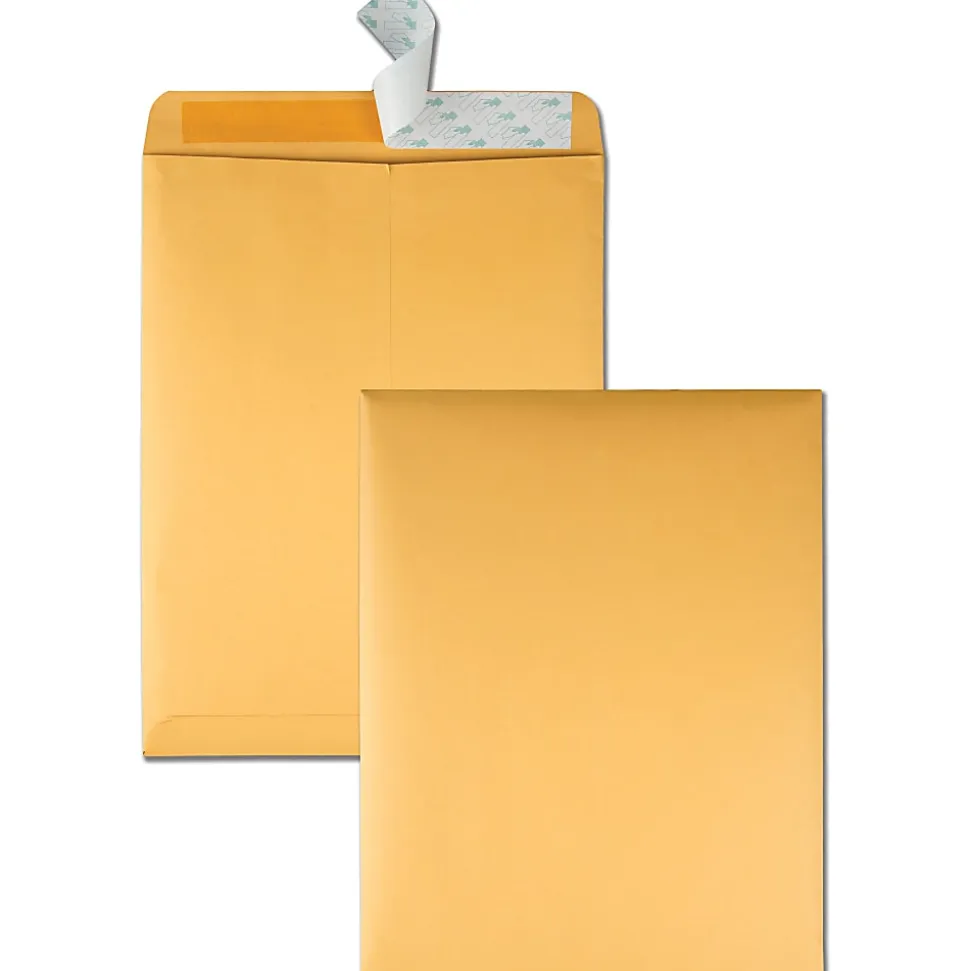 Quality Park® Redi-Strip™ Catalog Envelopes, 10" x 13", Self-Adhesive, Brown Kraft, Box Of 100